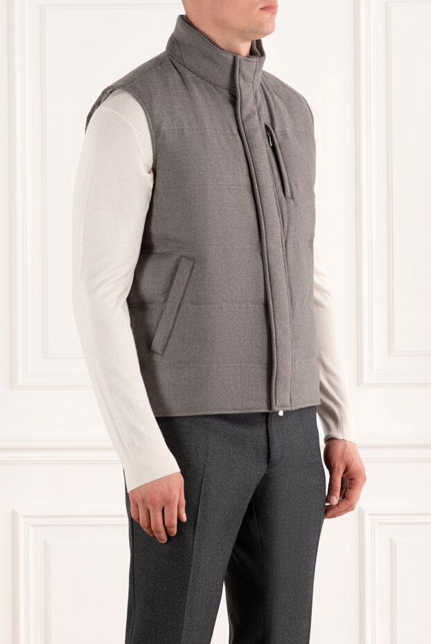 Enrico Mandelli men's warm vest made of wool and cashmere in dark gray 188252 - photo 3