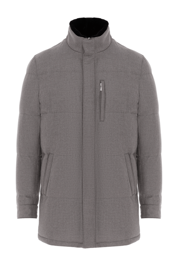 Enrico Mandelli grey men's down jacket made of wool and cashmere with a stand-up collar 188280 - photo 1