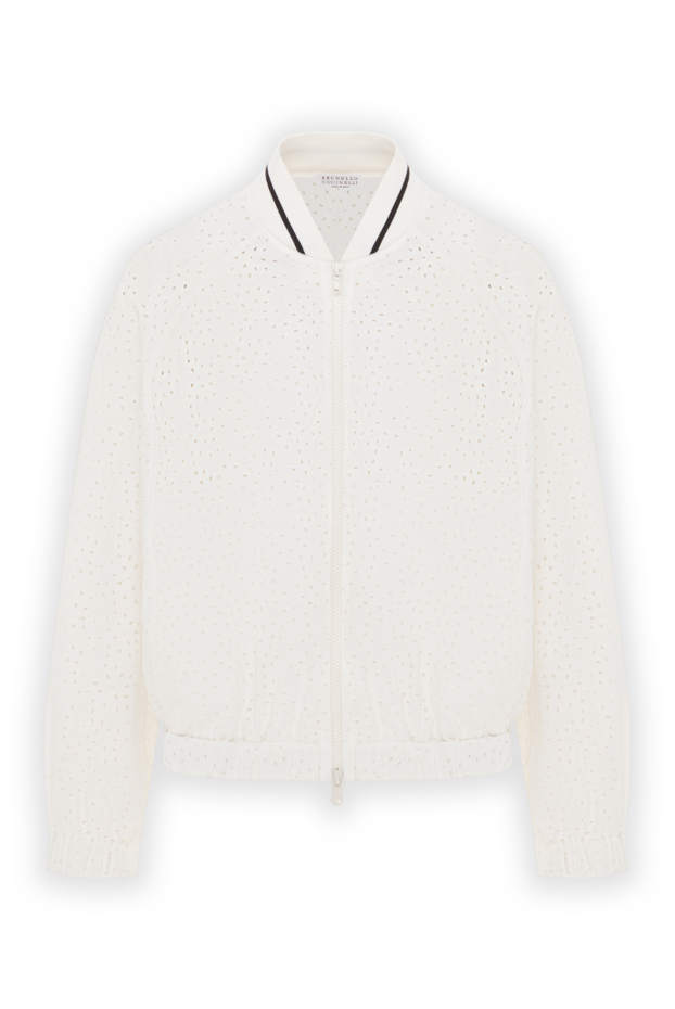 Brunello Cucinelli белый хлопковый бомбер broderie anglaise женский 188343 - фото 1