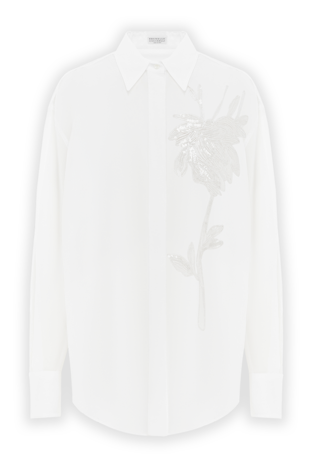 Brunello Cucinelli white translucent blouse with cotton embroidery 188352 - photo 1