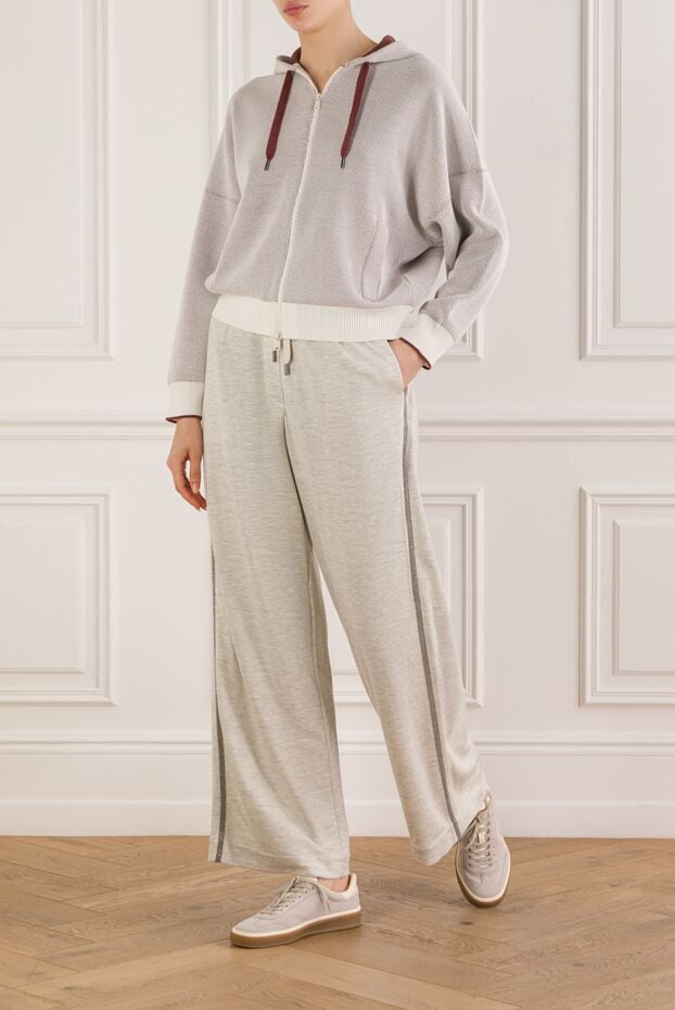 Women's Travelwear trousers in grey cotton and silk interlock - photo 2