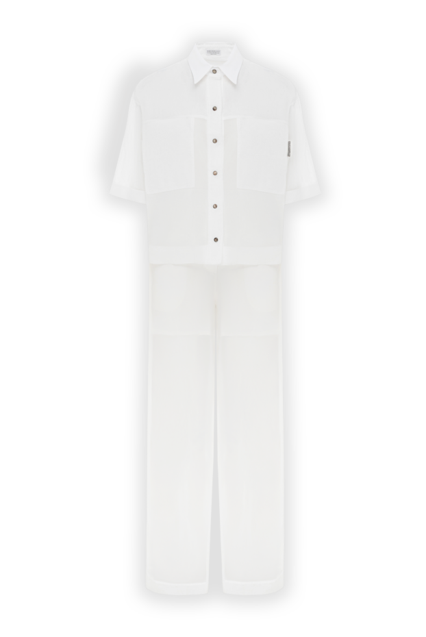 White Organza Trousers Suit with Monil Chain - photo 1