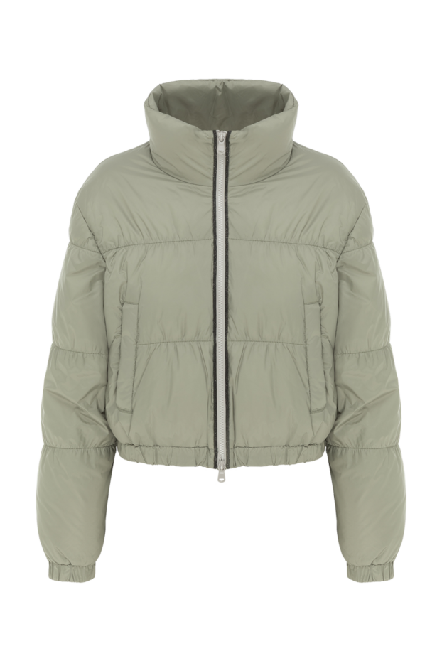 Brunello Cucinelli green down jacket with monili chain and high collar 188401 - photo 1
