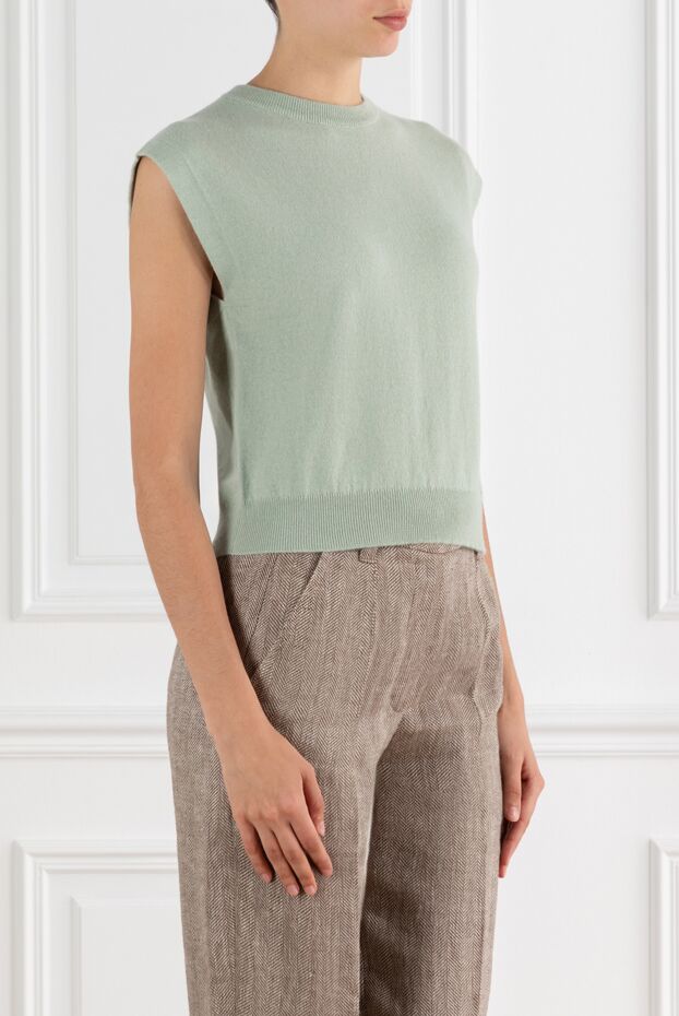 Brunello Cucinelli women's green cashmere knitted top 188438 - photo 3