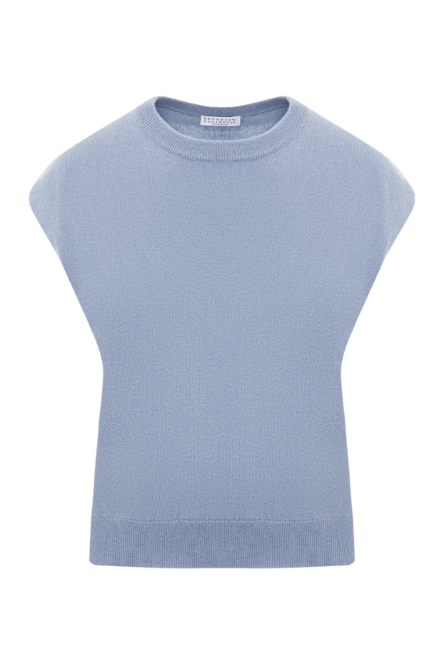 Brunello Cucinelli blue cashmere vest sweater with monile chain 188439 - photo 1