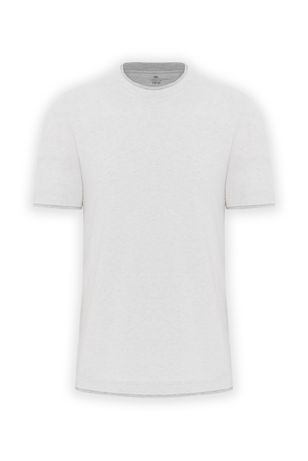 White Men's Cotton T-Shirt in Layered Style - photo 1