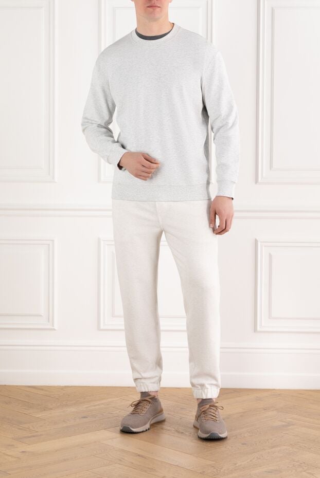 Classic men's sweatshirt in grey melange cotton - photo 2