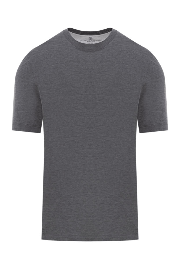 Brunello Cucinelli grey melange silk and cotton men's t-shirt 188710 - photo 1