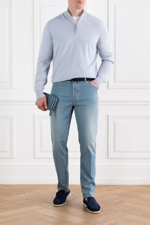 Brunello Cucinelli cashmere turtleneck trouser with half zip fastening in light blue 188764 - photo 2