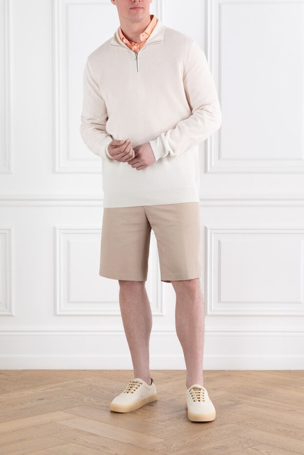 Brunello Cucinelli cashmere turtleneck trouser with half zip white 188782 - photo 2