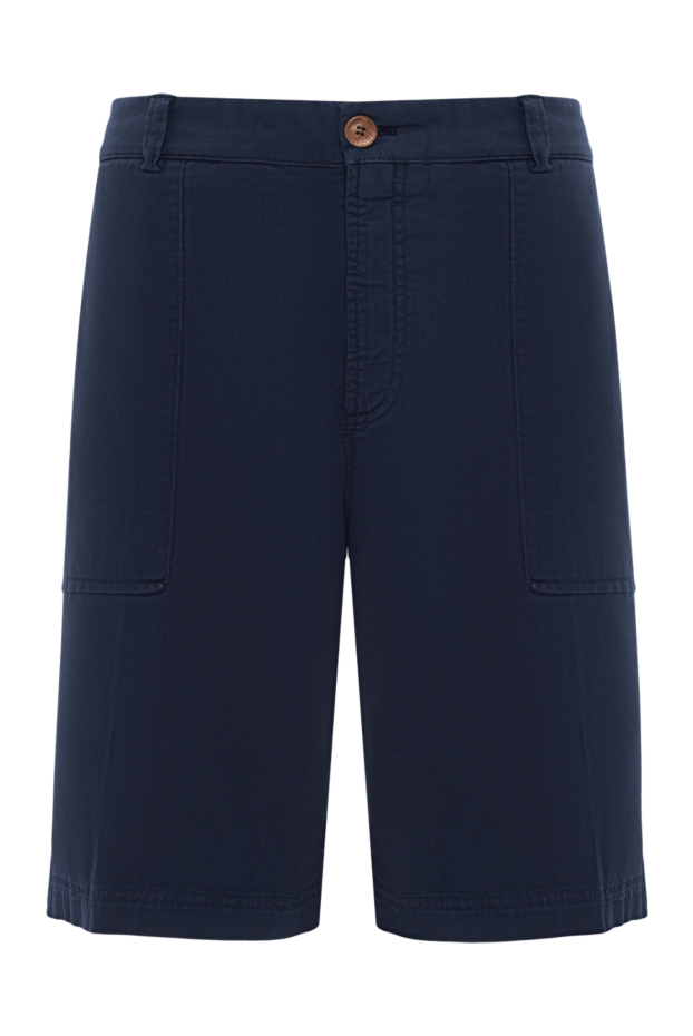 Men's cotton Bermuda shorts with a button in blue - photo 1