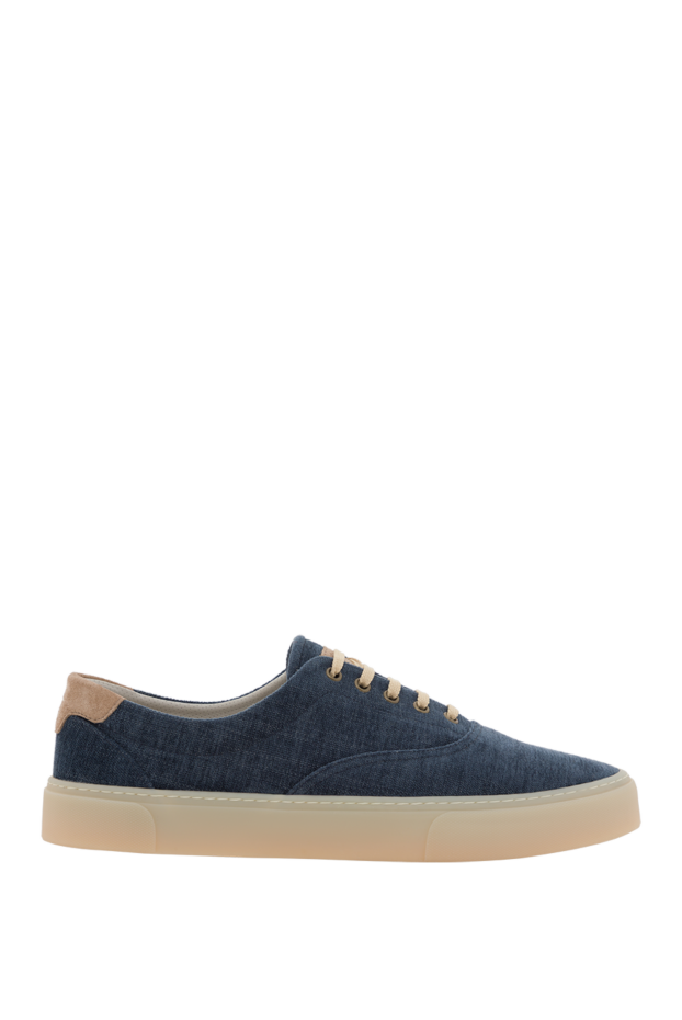 Blue canvas sneakers with contrast soles - photo 1