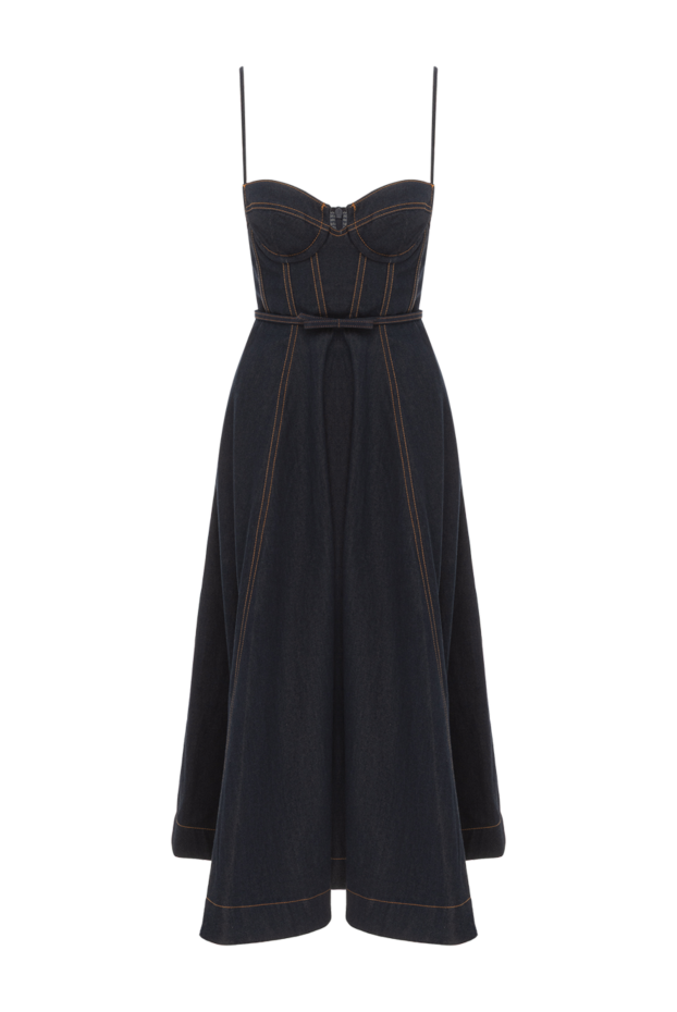 Zimmermann сукня-корсет crush denim з бавовни синя 188863 - фото 1