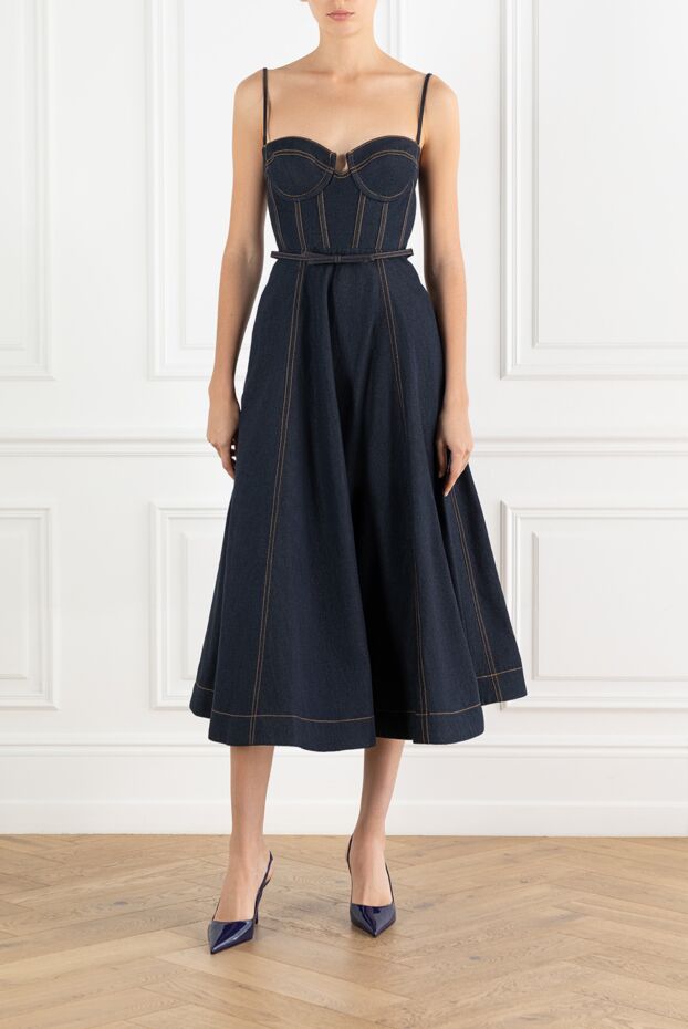 Zimmermann сукня-корсет crush denim з бавовни синя 188863 - фото 2