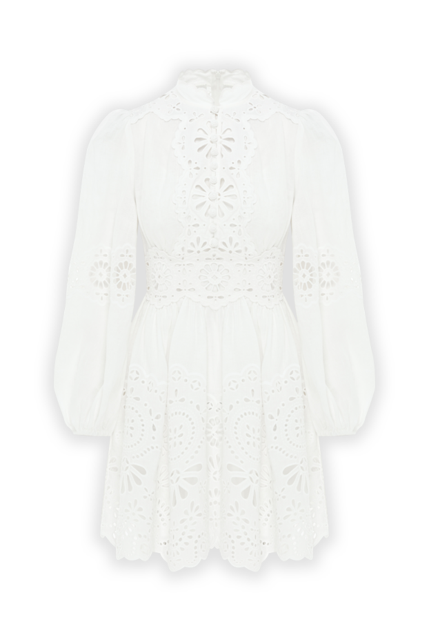 Zimmermann льняна міні-сукня acacia broderie білого кольору 188864 - фото 1