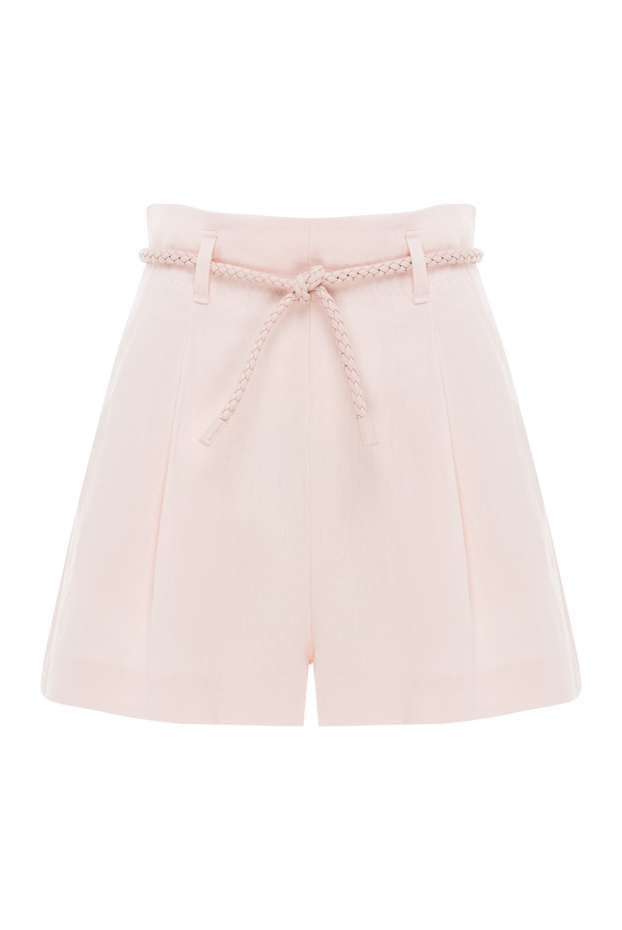 Zimmermann короткі лляні шорти з високою талією crush linen tuck у рожевому кольорі. 188874 - фото 1
