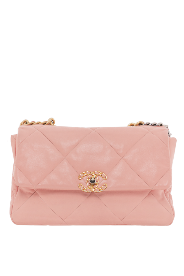 Chanel pink chanel 19 flap quilted sheepskin bag with chain 188902 - photo 1