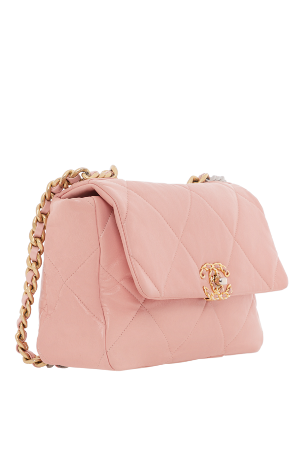 Chanel pink chanel 19 flap quilted sheepskin bag with chain 188902 - photo 2