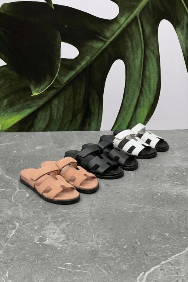 Hermes chypre calfskin techno sandals with anatomical rubber sole black 188912 - photo 2
