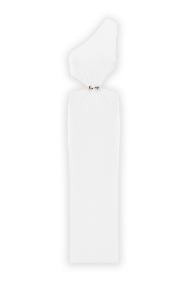 Moeva white textured one shoulder maxi dress with buckle detail and gathered front 188939 - photo 1