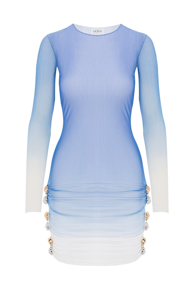 Moeva fitted mini dress with translucent sleeves and draping blue 188950 - photo 1