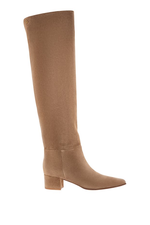 Gianvito Rossi joelle boot round toe suede block heel boots beige 189003 - photo 1