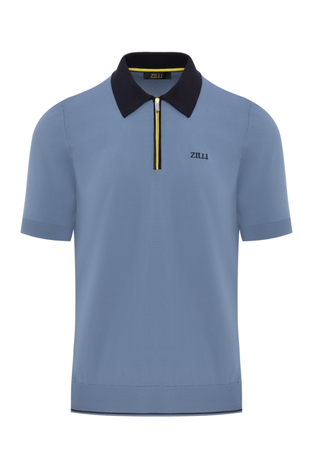 Zilli pale blue onyx zip up polo with contrast collarcotton 196320 - photo 1
