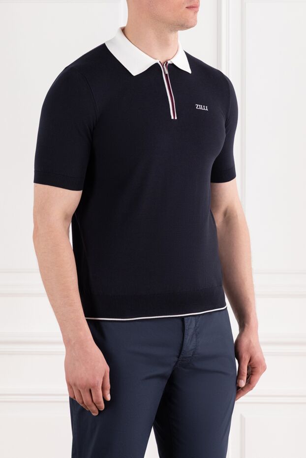 Zilli polo with zip in dark blue zilli golfmade of cotton 189014 - photo 3