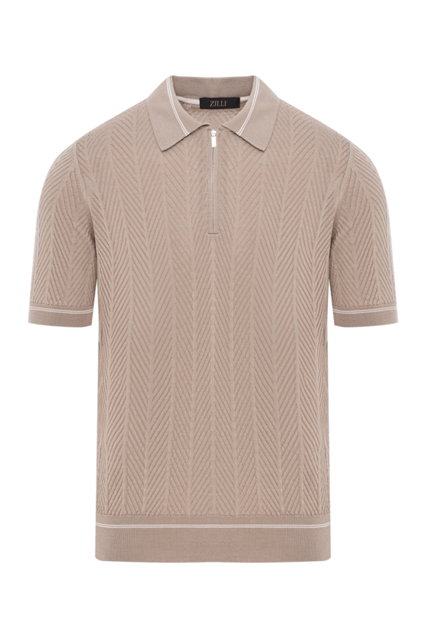 Zilli beige zipped polo shirt with knitted structuremade of silk 189015 - photo 1