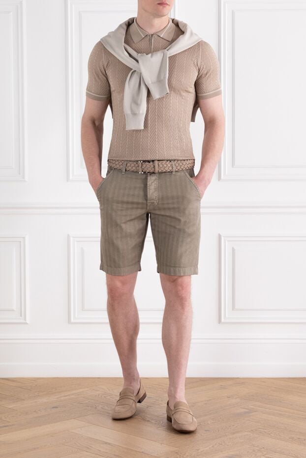 Zilli beige zipped polo shirt with knitted structuremade of silk 189015 - photo 2
