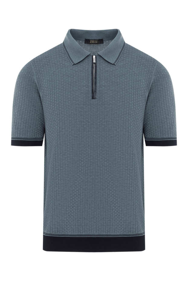 Zilli gray silk polo shirt with zip and crocodile leather inserts 189017 - photo 1