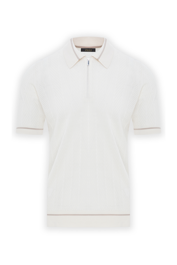 Zilli white zipped polo shirt with knitted structuremade of silk 189022 - photo 1