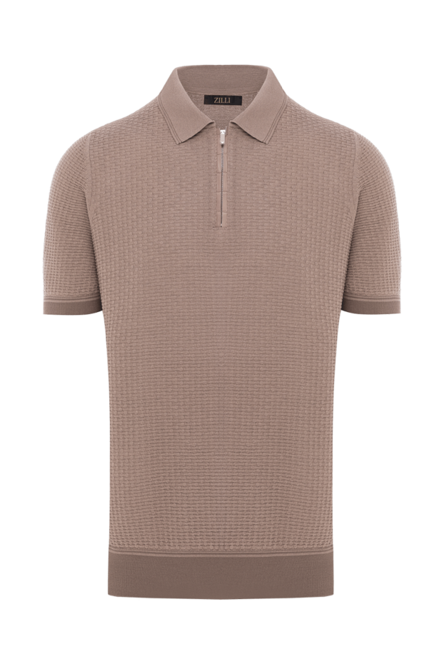 Zilli polo shirt made of silk jersey with crocodile details brown 189024 - photo 1
