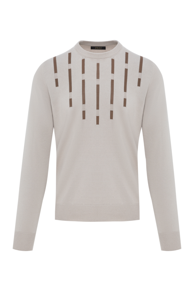 Zilli beige men's cotton and silk jumper with leather details 189026 - photo 1