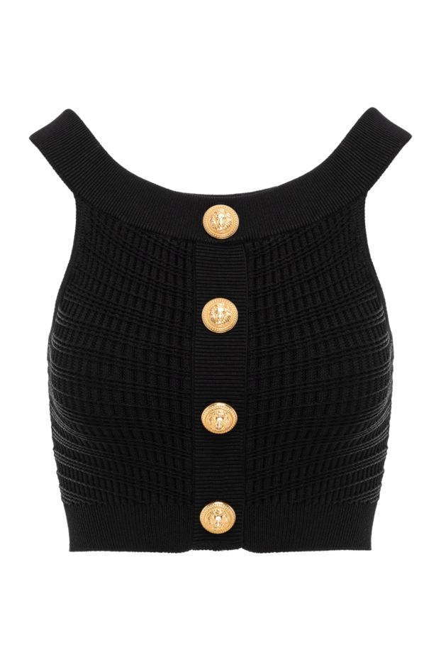 Balmain укороченный трикотажный топ с пуговицами черного цвета 189029 - фото 1