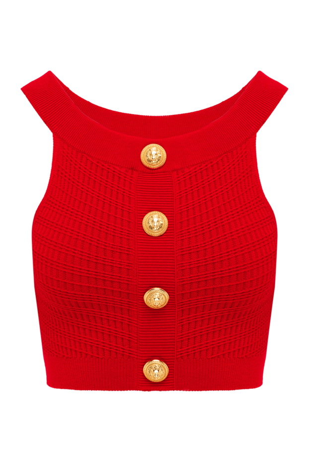 Balmain укороченный трикотажный топ с пуговицами красного цвета 189030 - фото 1