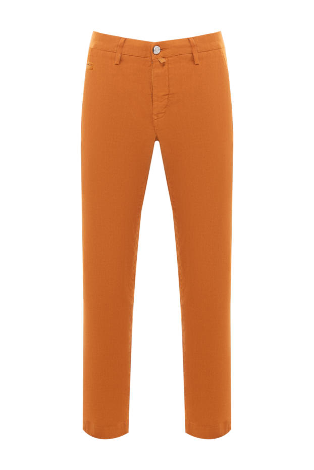 Jacob Cohen men's cotton and linen trousers in a rich ochre shade with embroidered logo 189035 - photo 1