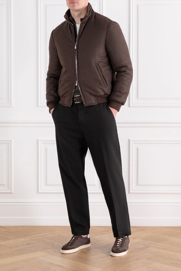 Warm down jacket made of soft wool and cashmere with a high collar and a textured elastic band - photo 2