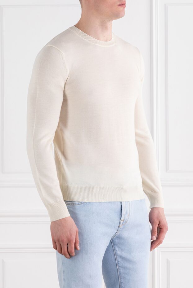 Corneliani білий джемпер з тонкої вовни з округлою горловиною 189155 - фото 3