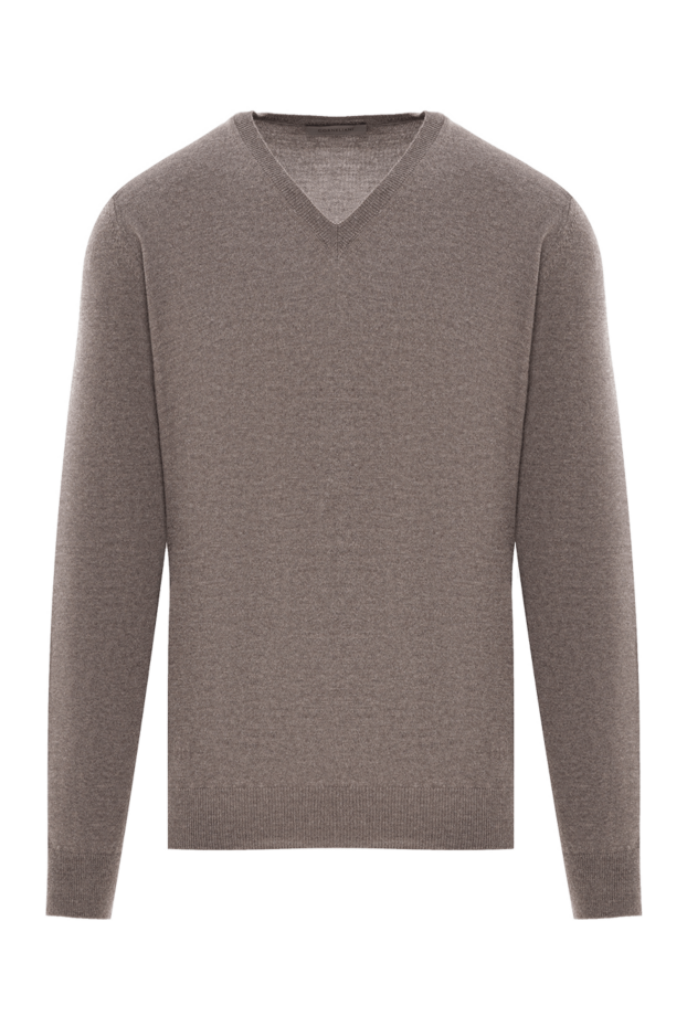 Corneliani бежевий чоловічий джемпер із вовни з трикутним вирізом 189157 - фото 1