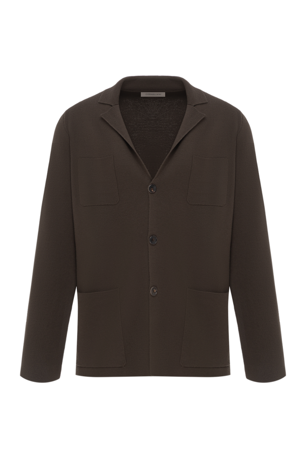 Corneliani піджак чоловічий коричневий трикотажний з накладними кишенями 189181 - фото 1