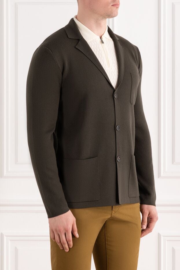 Corneliani піджак чоловічий коричневий трикотажний з накладними кишенями 189181 - фото 3