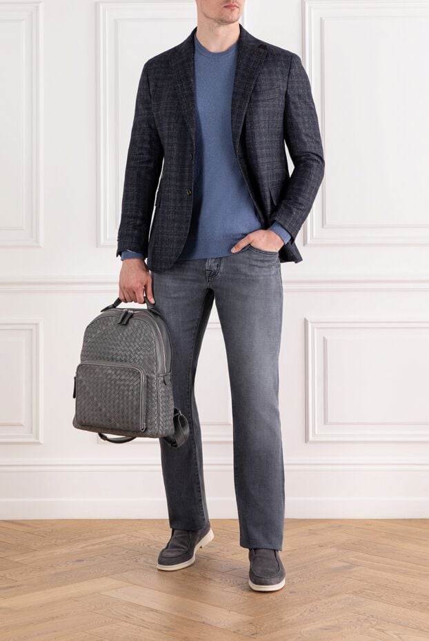 Indigo wool and cashmere crew neck jumper - photo 2