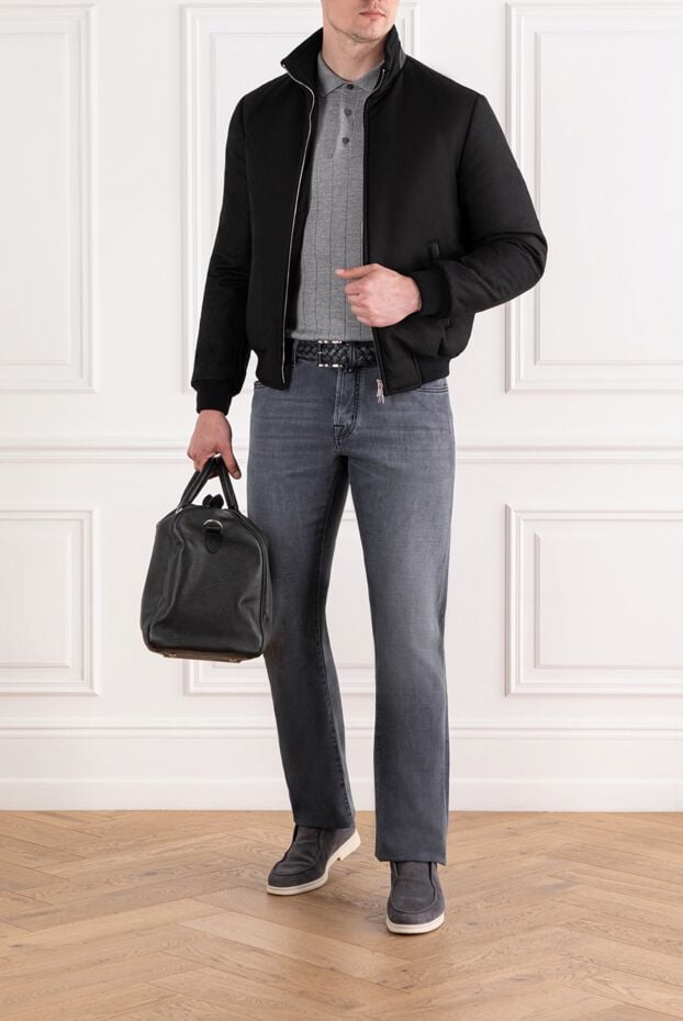 Corneliani сіре трикотажне поло з довгим рукавом та вертикальною в'язкою 189195 - фото 2