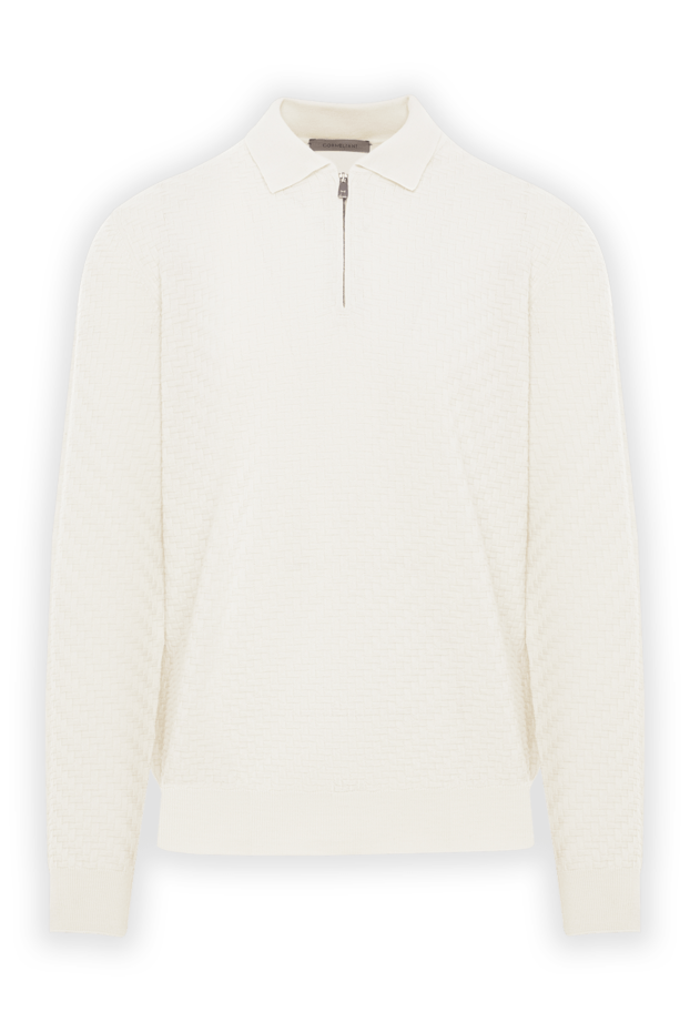 Corneliani белое шерстяное поло с длинным рукавом на молнии 189202 - фото 1