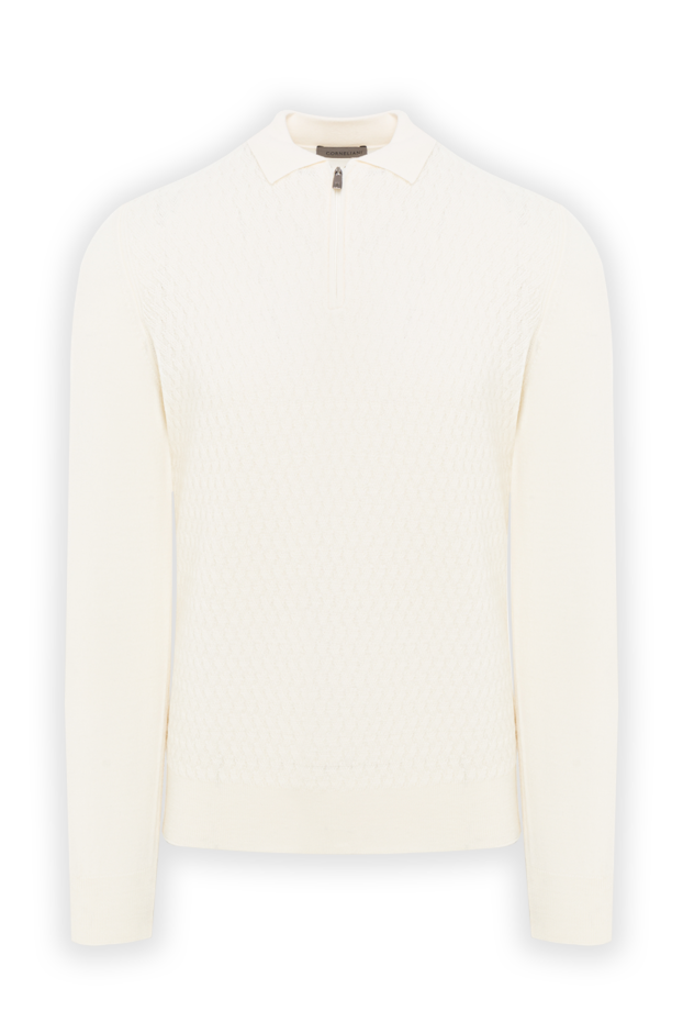 Corneliani поло с длинным рукавом на пуговицах из ультратонкой шерсти белого цвета 189203 - фото 1