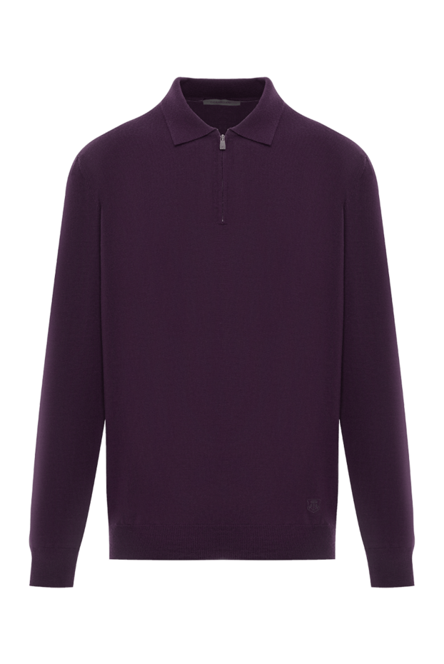Corneliani тонке в'язане поло з вовни із замком та довгим рукавом 189215 - фото 1
