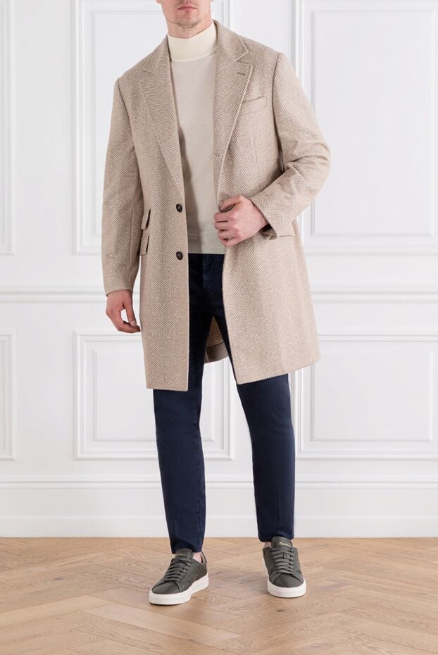 Corneliani трикотажний джемпер білий з коміром-стійкою з тонкої вовни 189234 - фото 2