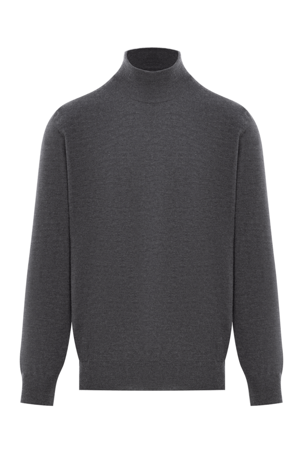 Corneliani чоловічий джемпер з коміром стійкою із вовни сірого кольору. 189239 - фото 1