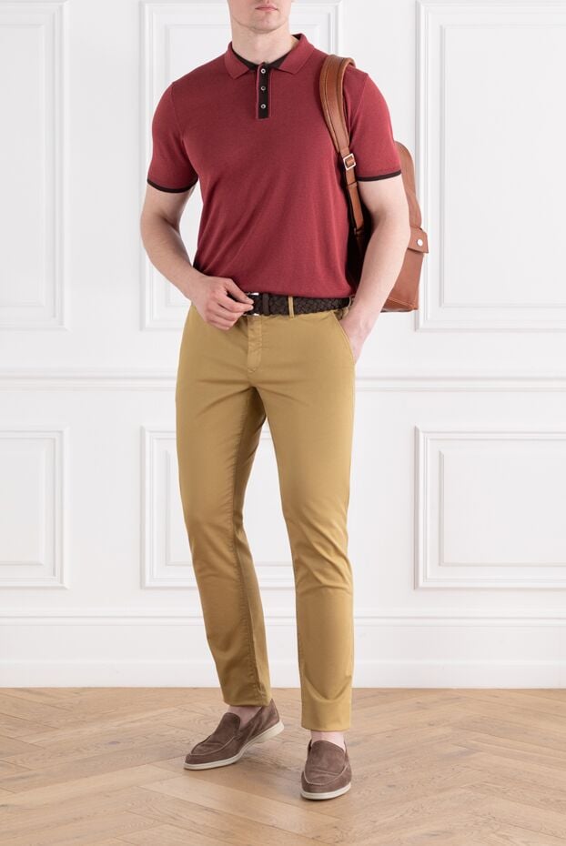 Corneliani men's polo shirt burgundy with contrast placket 189245 - photo 2